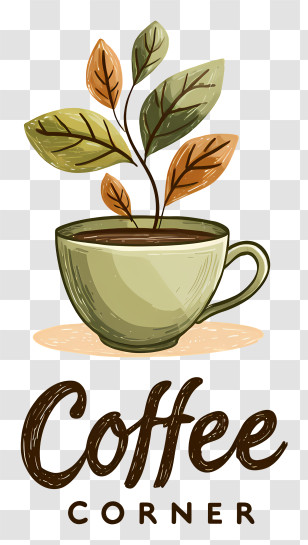 Coffee Corner Logo - Coffee Cup With Sprout Transparent PNG