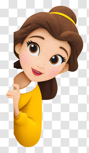 Princess Belle Peeking Out - Peeking Cartoon Character In Yellow Outfit Transparent PNG