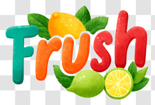 Frush Logo - Fresh Fruit Lettering Transparent PNG