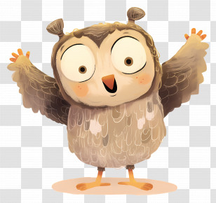 Cute Owl - Happy Owl With Open Wings Transparent PNG