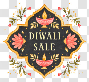 Diwali Sale Tag - Diwali Sale Floral Badge Transparent PNG