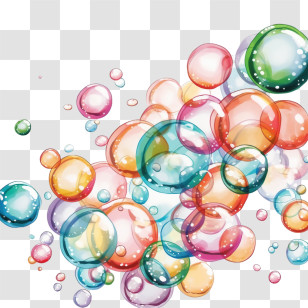Bubbles - Colorful Iridescent Soap Bubbles Design Transparent PNG
