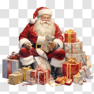 Santa And Gift - Santa Claus With Christmas Gifts Transparent PNG