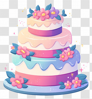Wedding Cake - Beautiful Decorative Cake With Floral Details Transparent PNG