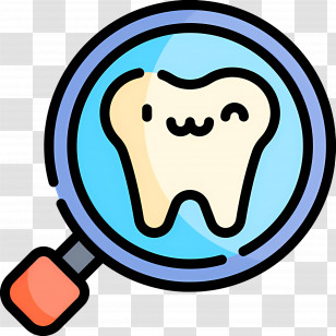 Tooth Check - Tooth With Magnifying Glass Icon In Cute Style Transparent PNG