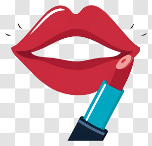 Red Lipstick - Red Lips With Lipstick Transparent PNG