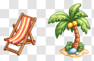 Beach Icon - Beach Chair And Palm Tree Transparent PNG
