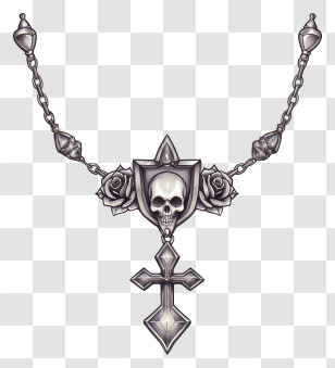 Gothic Necklace - Gothic Skull Necklace Design Transparent PNG