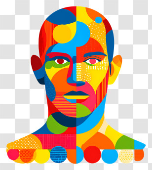 Man Icon - Vibrant Abstract Face Art Transparent PNG