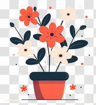 Flower Pot - Flower Pot Illustration With Colorful Flowers Transparent PNG