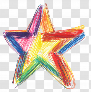 Doodle Star - Hand-Drawn Colorful Star Illustration Transparent PNG