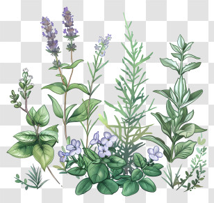 Herb Plants - Illustration Of Herbal Plants Transparent PNG