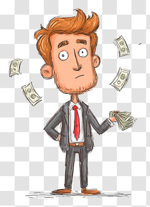 Money-Throwing Businessman Sketch Transparent PNG