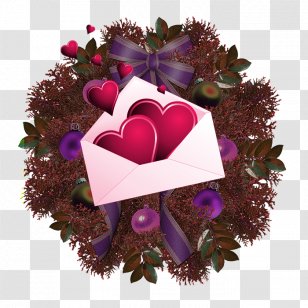 Rudolph Christmas Ornament Wreath Flower Bouquet - Valentine's Day Love Letter Transparent PNG