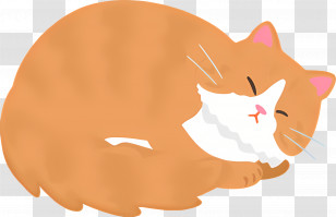Cartoon Cat - Orange Cat Sleeping Peacefully In Cartoon Style Transparent PNG