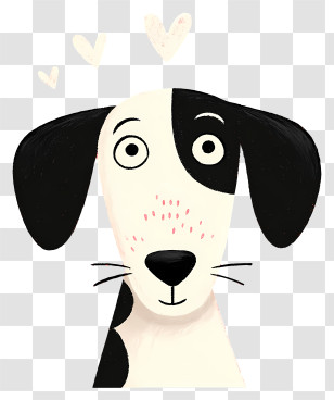 Cute Dog Face - Cute Spotted Dog With Hearts Transparent PNG