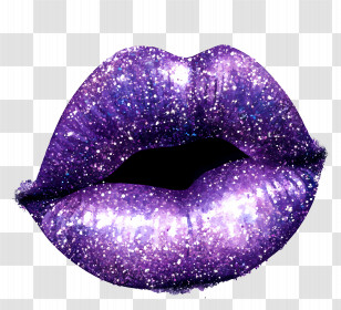 Glitter Kiss - Sparkling Purple Lips Transparent PNG