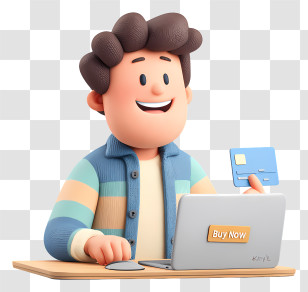 Cartoon Man Online Shopping - Happy Online Shopper At Laptop Transparent PNG