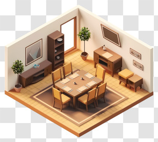 Dining Room - Cozy Dining Room With Wooden Furniture Transparent PNG