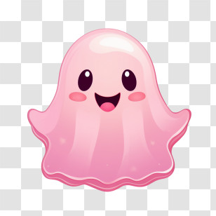 Ghost - Cute Pink Cartoon Ghost With A Happy Expression Transparent PNG