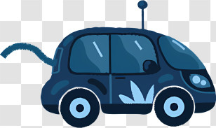 Small Car - Blue Cartoon Style Car With Unique Design Transparent PNG