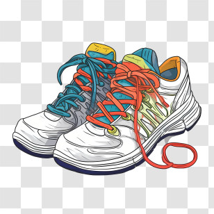 Sneakers - Colorful Running Sneakers With Vibrant Laces Illustration Transparent PNG