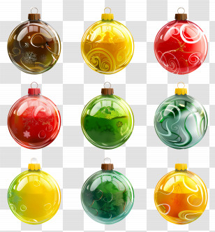 Glass Ball Ornaments - Colorful Christmas Ornaments For Holiday Decorations Transparent PNG