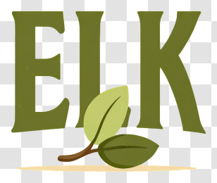 Elk Logo - Green ELK Word Logo With Leaf Transparent PNG