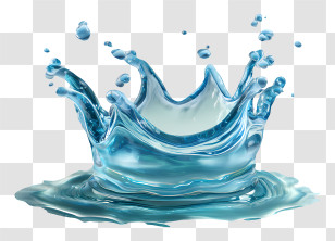 The Splash Of Water - Blue Water Splash With Droplets Transparent PNG