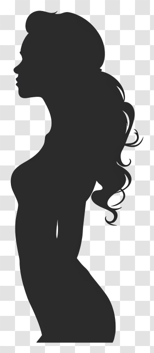 Voluptuous Woman Silhouette - Silhouette Of A Woman With Long Hair Transparent PNG