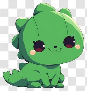 Cartoon Green Dinosaur - Cute Green Dinosaur Character Transparent PNG