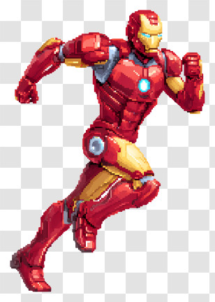 Iron Man Pixel - Red And Yellow Armored Hero In Action Transparent PNG