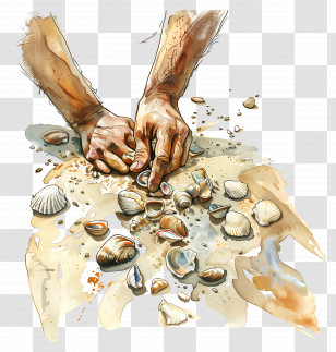 Beachcombing - Hands With Seashells Transparent PNG
