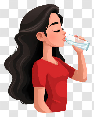 Girl Drinking Water - Girl Drinking Water Transparent PNG