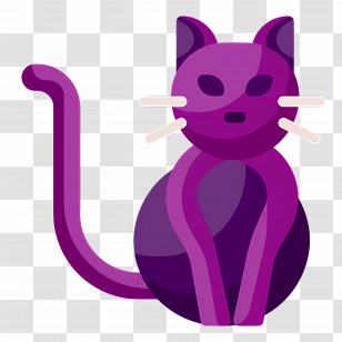 Halloween Cat - Purple Cat With Whiskers Transparent PNG