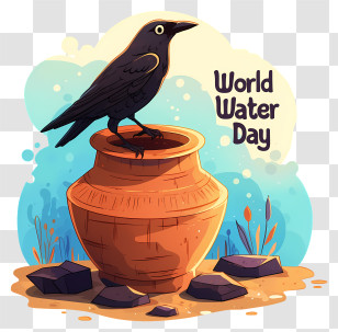 World Water Day - Crow On Pot For World Water Day Transparent PNG