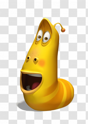 Larva - Yellow Cartoon Slug With Cheerful Expression Transparent PNG