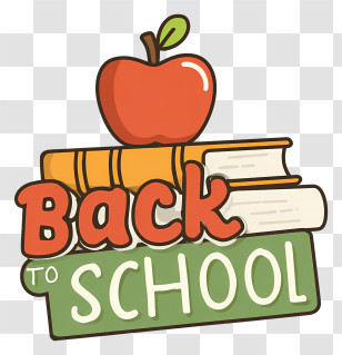 Back To School - Back To School Books And Apple Illustration Transparent PNG