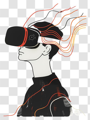 Virtual Reality - Stylized VR Headset Illustration With Dynamic Lines Transparent PNG