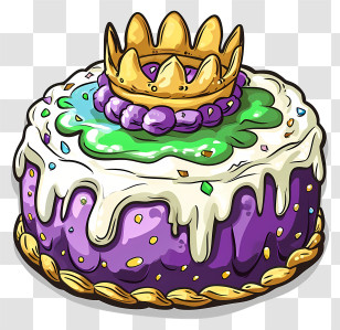 Mardi Gras - Cartoon Decorated Crown Cake Transparent PNG