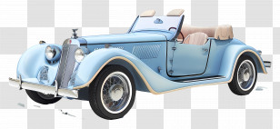 3d Car - Blue Vintage Convertible Car Illustration Transparent PNG