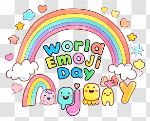 World Emoji Day - Vibrant Rainbow And Emoji Art For World Emoji Day Transparent PNG