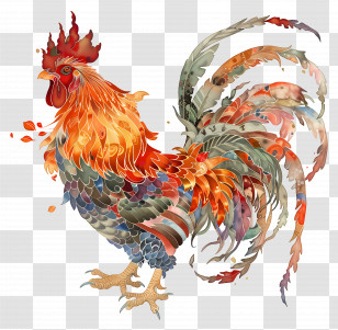 Chinese Zodiacs - Vibrant Colorful Rooster Illustration Transparent PNG