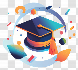 Graduation - Colorful Graduation Cap Illustration Transparent PNG