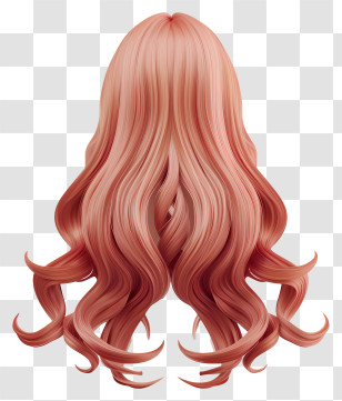 Long Hair Wig - Red Wavy Hair Realistic Illustration Transparent PNG