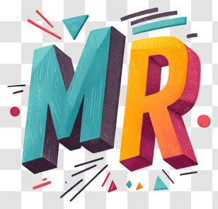 Mr Logo - Bold Colorful MR 3D Typography Transparent PNG