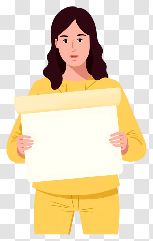 Woman Holding Blank Board - Woman Holding Blank Paper Transparent PNG