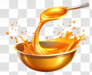 Cooking Oil - Golden Honey Splashing From Spoon Transparent PNG
