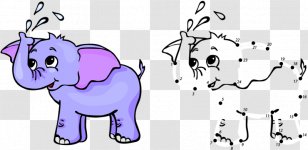 Connect The Dots Coloring Book Child Illustration - Silhouette - Cartoon Baby Elephant Transparent PNG