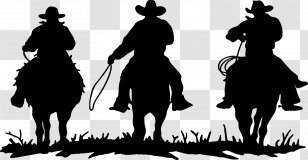 American Frontier Cowboys & Rodeo Silhouette Clip Art - Horse - Cowboy Vector Transparent PNG